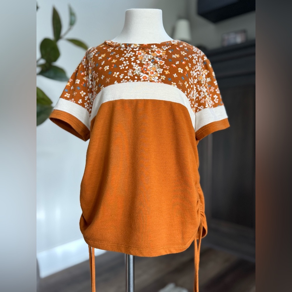 Girls Large Moa Moa Floral Orange Top